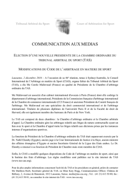 TAS xxx - Court of Arbitration for Sport