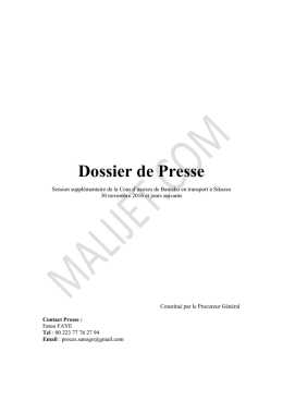 Télécharger le dossier de presse complet du Ministère de la justice