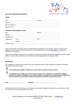 Ecole de Musique de Terre Sainte (EMTS), CP 158, 1296 Coppet