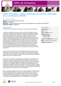 Logique, philosophie des sciences, philosophie de la connaissance