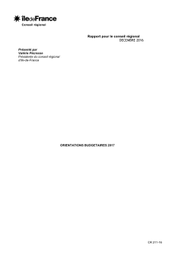 Rapport pour le conseil régional DECEMBRE 2016 - Elu