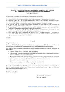 Arr&ecirc;t&eacute; du 9 novembre 2016 - Justice / Textes et r&eacute;formes
