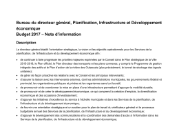 Bureau du directeur général, Planification, Infrastructure et