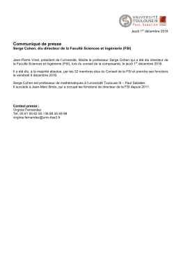 Communiqué de presse - Université Toulouse III