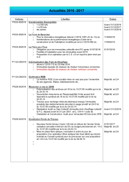 Actualit&eacute;s 2016 -2017 - Club des Conseils Syndicaux de la Haute