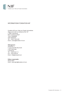 INFORMATIONS FONDATION NIF