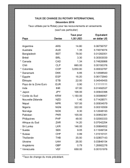 Taux utilisés par le Rotary pour les recouvrements et versements