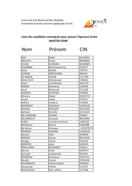 Liste des candidats retenus pour passer le concours