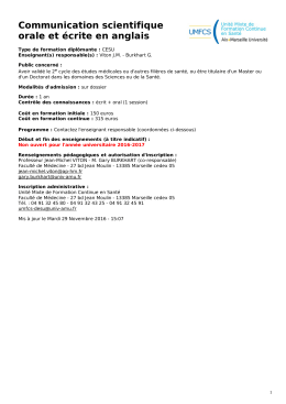 Communication scientifique orale et &eacute;crite en anglais