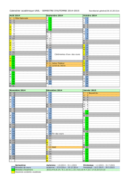 Calendrier ACADEMIQUE 14-15