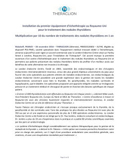 Installation du premier &eacute;quipement d`&eacute;choth&eacute;rapie