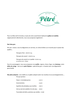 pr&eacute;parations suivantes