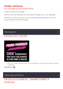 détails de l`offre produits éligibles - gamme pompe à