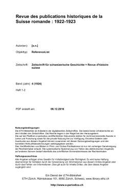 Revue des publications historiques de la Suisse - E
