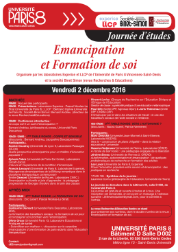 Emancipation et Formation de soi - UFR Sciences de l`&eacute;ducation