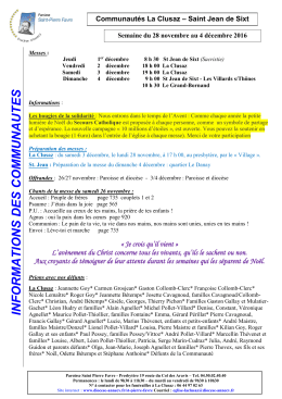 Info La Clusaz - St Jean de Sixt du 28 novembre