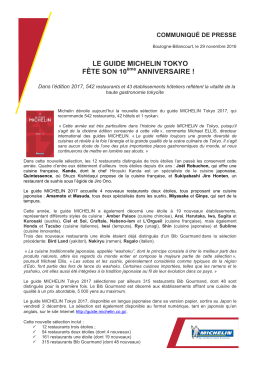 Le Guide MICHELIN Tokyo f&ecirc;te son 10&egrave;me anniversaire