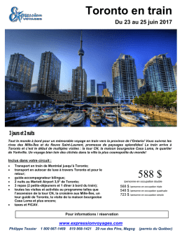 Toronto en train - Expression Voyages