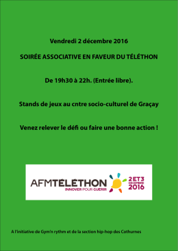 Vendredi 2 d&eacute;cembre 2016 SOIR&Eacute;E ASSOCIATIVE EN