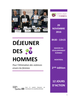 déjeuner des hommes - Fédération des maisons d`hébergement