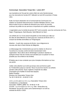 Communiqu&eacute; Association Temps libre