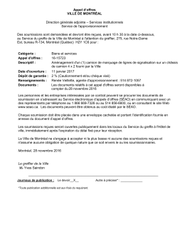 Appel d`offres VILLE DE MONTRÉAL Direction générale adjointe