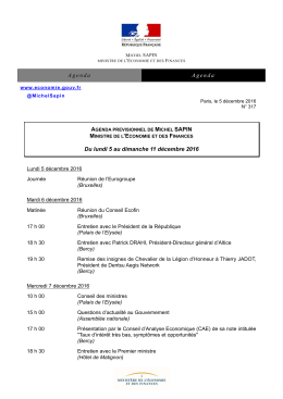 Agenda Agenda Du lundi 5 au dimanche 11 décembre 2016