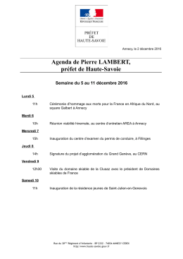 Agenda du préfet semaine du 5 au 11 décembre