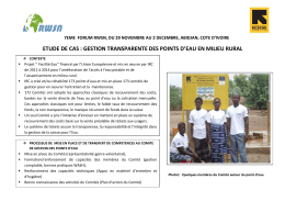 etude de cas : gestion transparente des points d`eau en milieu