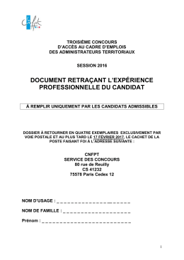 document retraçant l`expérience professionnelle du