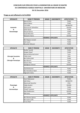 jury 2016 MCA - Facult&eacute; de M&eacute;decine de Tunis