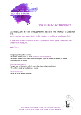 Portes ouvertes du 6 au 9 décembre 2016