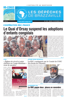 Le Quai d`Orsay suspend les adoptions d`enfants congolais