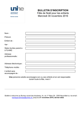 BULLETIN D`INSCRIPTION Fête de Noël pour les enfants Mercredi