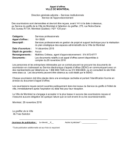 Appel d`offres VILLE DE MONTRÉAL Direction générale adjointe