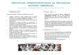 Certificat interuniversitaire en Patrimoine culturel immat&eacute;riel