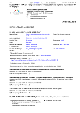 Etude 2016-01 HTA: Un plan pour encadrer l`introduction des