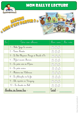 Rallye-lecture &ndash; Lire c`est partir n&deg;3 &ndash; Fiche de synth&egrave;se &eacute;l&egrave;ve