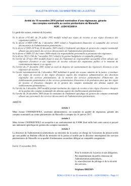 Arr&ecirc;t&eacute; du 15 novembre 2016 - Justice / Textes et r&eacute;formes