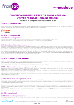 conditions particulières d`abonnement via l`offre fransat – chaine