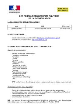 Liste des ressources de la coordination 2017