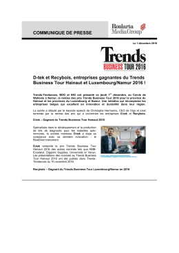 COMMUNIQUE DE PRESSE D-tek et Recybois