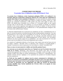 Communiqué préfecture du Tarn 3 décembre 2016