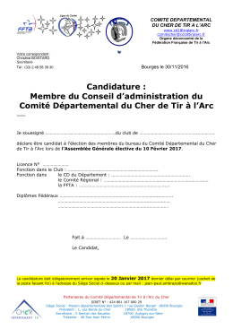 Candidature : Membre du Conseil d`administration du Comité