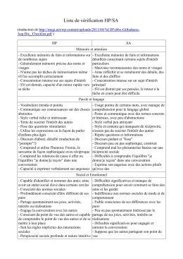 Liste de vérification HP/SA