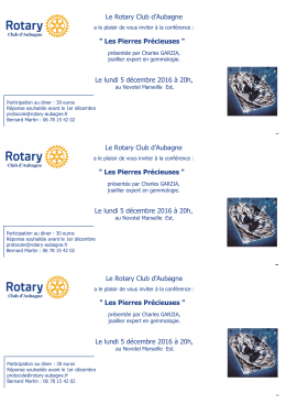 Le Rotary Club d`Aubagne " Les Pierres Précieuses " Le lundi 5