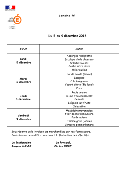 Du 5 au 9 décembre - Collège d`Orlinde