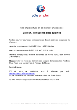 Livreur / livreuse de plats cuisinés