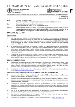 CL 2016/43-FO Novembre 2016 AUX: Points de contact du Codex