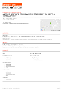antenne de l`unit&eacute; toxicomanie le tourniquet du csapa &agrave; chatellerault